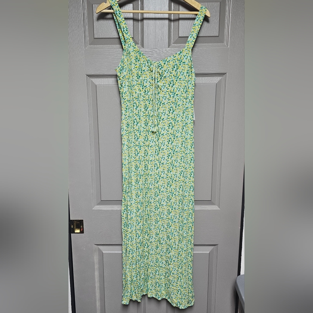 NWT SO Brand Green With Lemons Floral Midi Dress Size XL